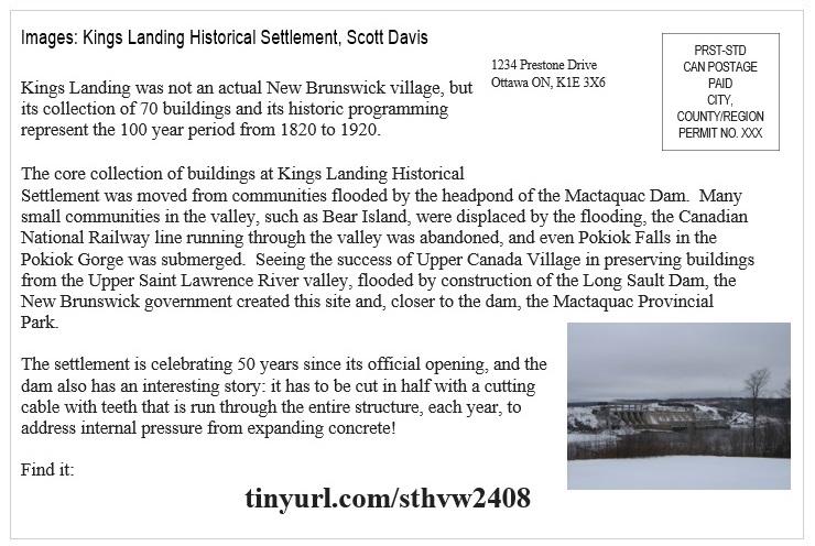 St Helen's Across Canada Postcard Canada 04-2 Kings Landing Historical Settlement v01 St Helen's Virtual Walk Across Canada - Canada - Kings Landing Historical Settlement