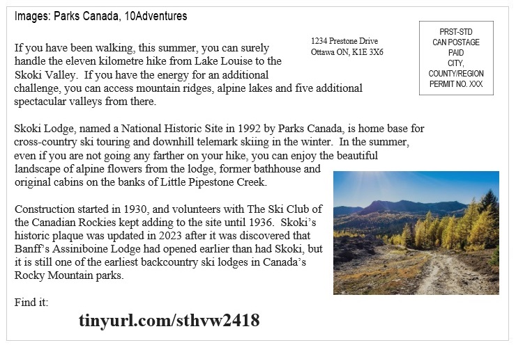 St Helen's Across Canada Postcard Canada 09-2 Skoki Ski Lodge National Historic Site v01 St Helen's Virtual Walk Across Canada - Canada - Skoki Ski Lodge National Historic Site