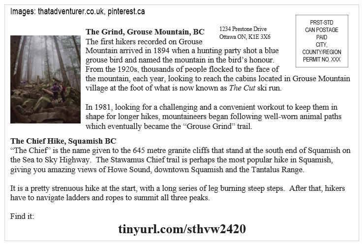 St Helen's Across Canada Postcard Canada 10-2 The Grind and The Chief v01 St Helen's Virtual Walk Across Canada - Canada - The Grind and The Chief
