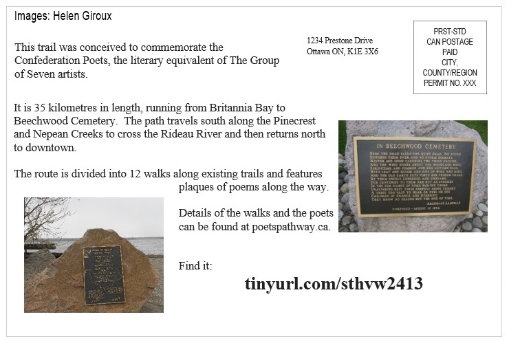 St Helen's Across Canada Postcard Ottawa 07-2 The Poets' Pathway v01 St Helen's Virtual Walk Across Canada - Ottawa - The Poets' Pathway