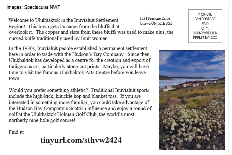 St Helen's Across Canada Postcard Canada 12-2 Ulukhaktok v01 St Helen's Virtual Walk Across Canada - Canada - Ulukhaktok
