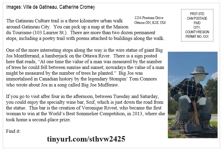 St Helen's Across Canada Postcard Ottawa 13-2 Gatineau Culture Trail v01 St Helen's Virtual Walk Across Canada - Ottawa - Gatineau Culture Trail
